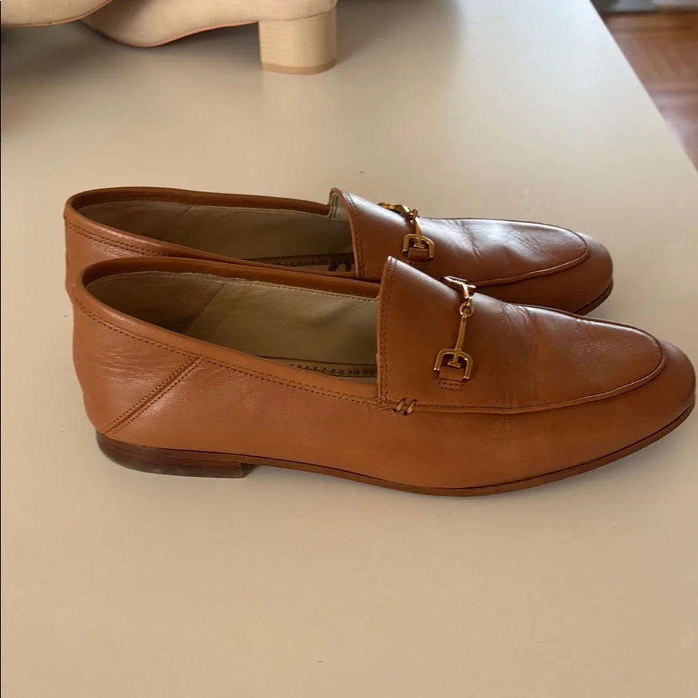 Sam Edelman Tan Leather Loafers with gold Horsebit - Picture 3 of 5
